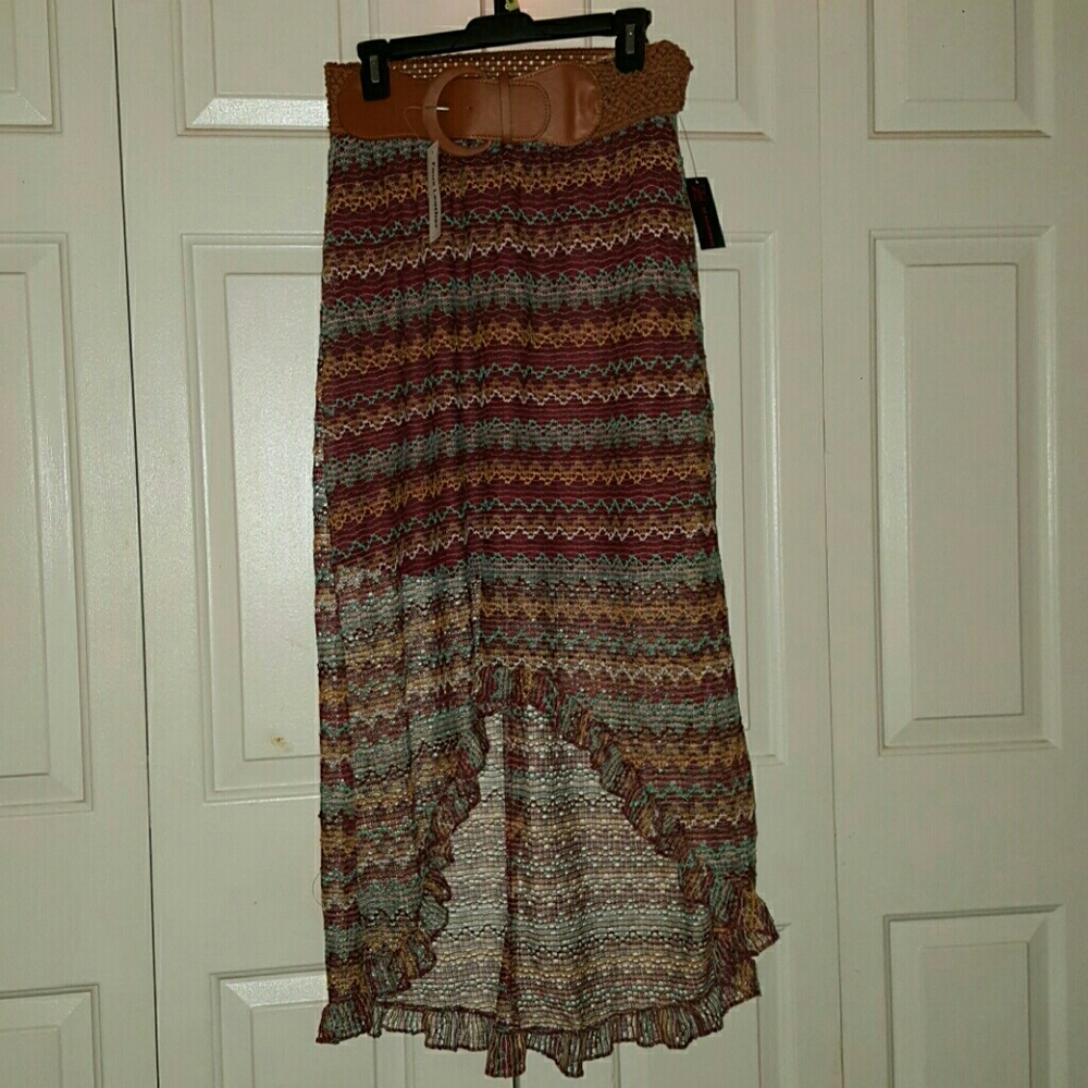 Multicolor high-low skirt
